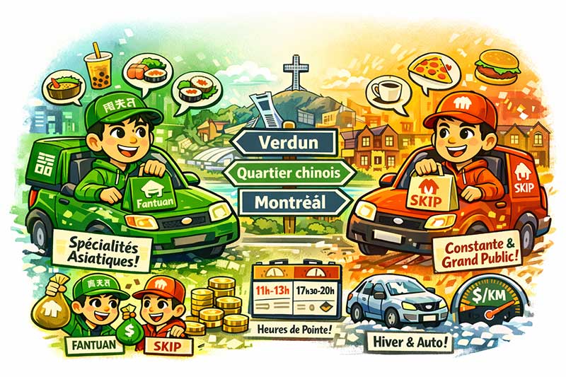 Quelle plateforme choisir comme livreur en auto: SkipThe Dishes ou Fantuan ? Comparons !